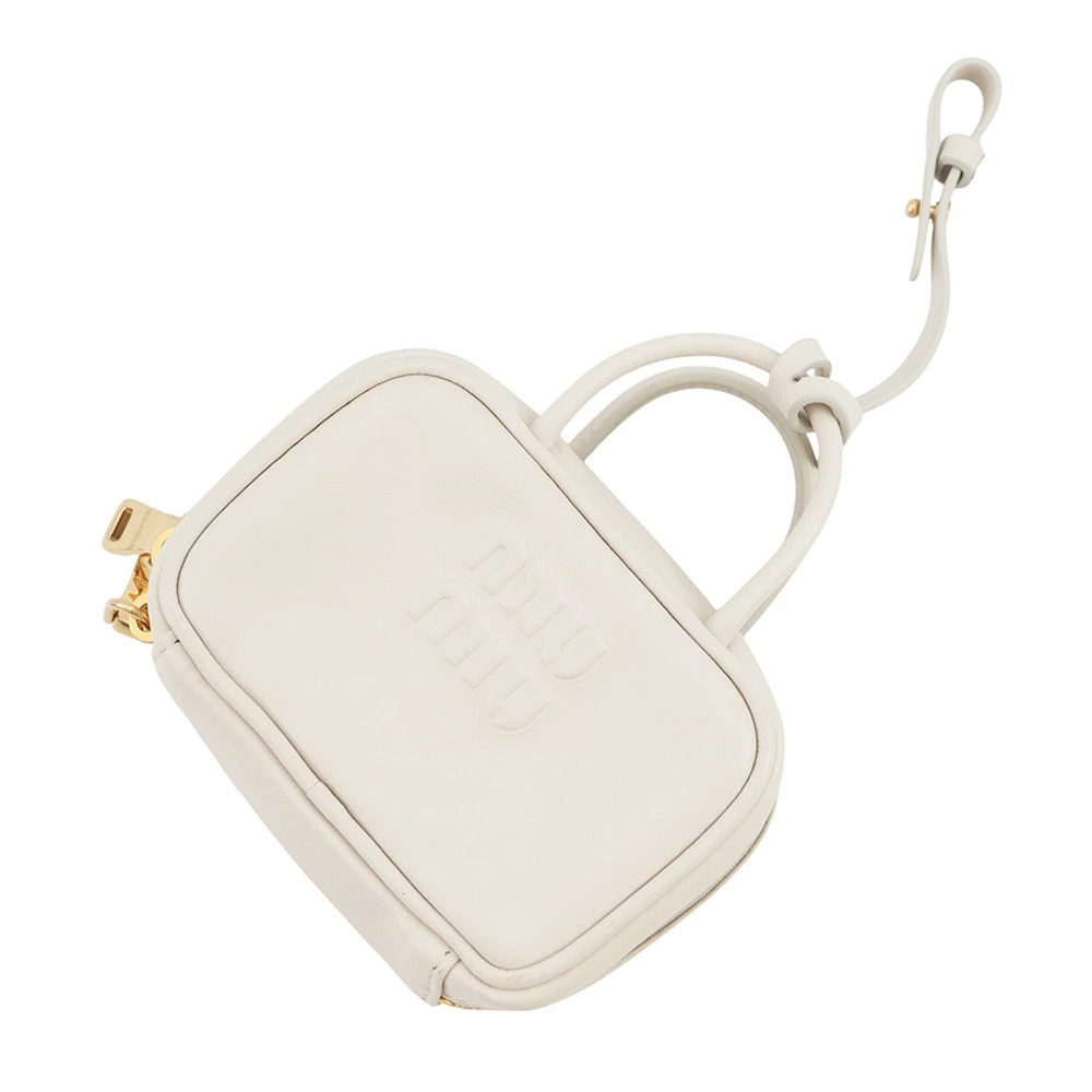 Miu Miu embossed leather bag charm ivory White